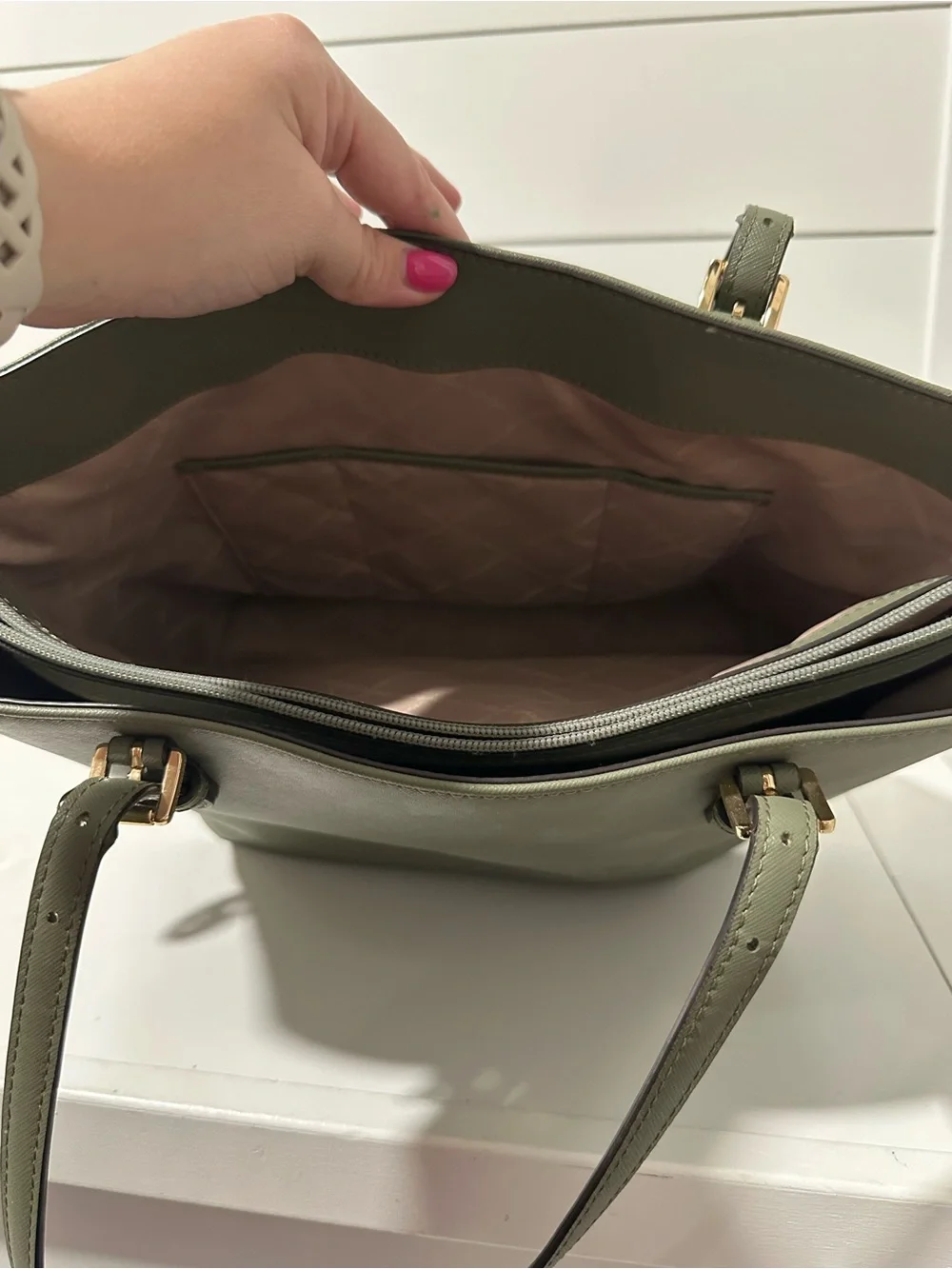 Michael Kors Olive Leather Tote with Matching Wristlet
